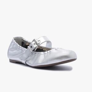 Schutz CALITA Silver LEATHER ballet FLAT shoes size 6.5